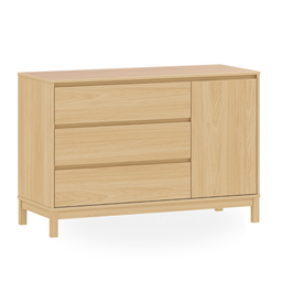 Cômoda para Quarto 3 Gavetas e 1 Porta Mdf Carvalho Malva 3 Gavetas e 1 Porta Linha Soley - 3