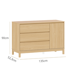 Cômoda para Quarto 3 Gavetas e 1 Porta Mdf Carvalho Malva 3 Gavetas e 1 Porta Linha Soley - 4