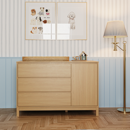Cômoda para Quarto 3 Gavetas e 1 Porta Mdf Carvalho Malva 3 Gavetas e 1 Porta Linha Soley - 2