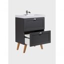 Ver imagem 4 de Gabinete para Banheiro Milano 3 Gavetas 3 Prateleiras MDF 60cm Grafite com Cuba e Armário On Mó