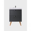 Ver imagem 5 de Gabinete para Banheiro Milano 3 Gavetas 3 Prateleiras MDF 60cm Grafite com Cuba e Armário On Mó
