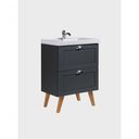 Ver imagem 3 de Gabinete para Banheiro Milano 3 Gavetas 3 Prateleiras MDF 60cm Grafite com Cuba e Armário On Mó