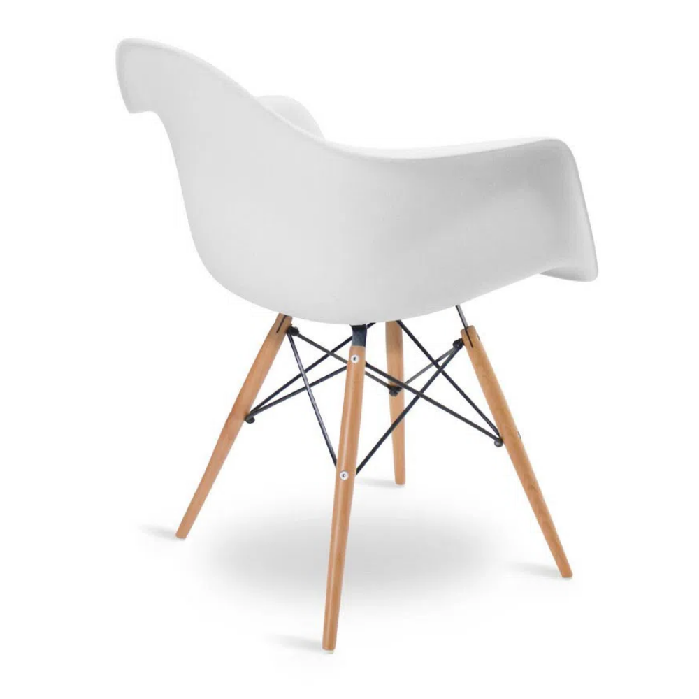Cadeira Charles com Braço Design Eames Eiffel Wood Quarto Escritório Sala - Branca - 4