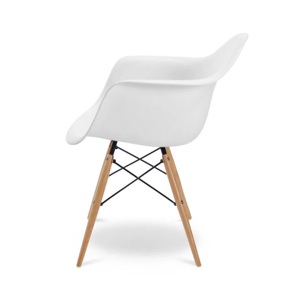 Cadeira Charles com Braço Design Eames Eiffel Wood Quarto Escritório Sala - Branca - 3
