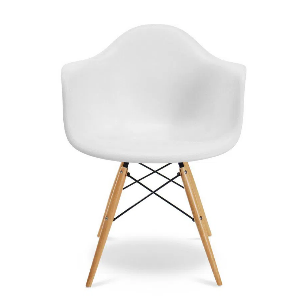 Cadeira Charles com Braço Design Eames Eiffel Wood Quarto Escritório Sala - Branca