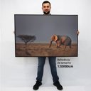Ver imagem 2 de Quadro Decorativo em Canvas Elefante na Savana TaColado Moldura Flutuante 4,5cm Freijó 120 x 80cm