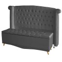 Ver imagem 1 de Kit Cabeceira de Cama Box e Calçadeira Baú Luxo King 195 Cm Suede Grafite Eli Móveis
