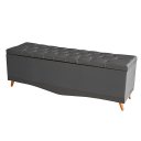 Ver imagem 3 de Kit Cabeceira de Cama Box e Calçadeira Baú Luxo King 195 Cm Suede Grafite Eli Móveis