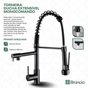 Ver imagem 2 de Torneira Gourmet Monocomando Preta Cozinha com Spray Mesa