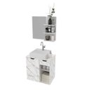 Ver imagem 1 de Kit Lavabo com Gabinete Suspenso, Cuba e Espelho Mármore Branco Tecno Mobili