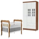 Ver imagem 1 de Berço Lila e Guarda Roupa Mariah 3 Portas Branco Acetinado Amadeirado – Carolina