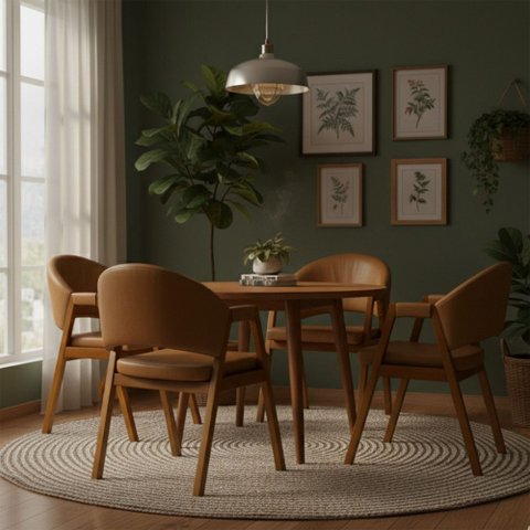 Kit 4 Cadeiras Sala de Jantar Premium com Braço Madeira Maciça Movellu Home