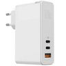 Carregador Parede Triplo Multiportas Entradas 2x USB-C + 1x USB 120w GaN Turbo Portátil Base - Branc - 1