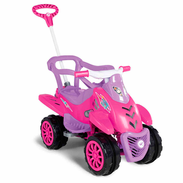 Triciclo de Passeio e Pedal para Bebe Calesita Moto Uno Rosa - Maçã Verde  Baby