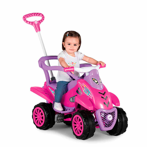 Triciclo de Passeio e Pedal para Bebe Calesita Moto Uno Rosa - Maçã Verde  Baby