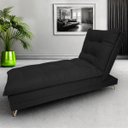 Ver imagem 1 de Sofa Cama Chaise Bicama Reclinavel Sala Lavinia Suede:Preto/Suede