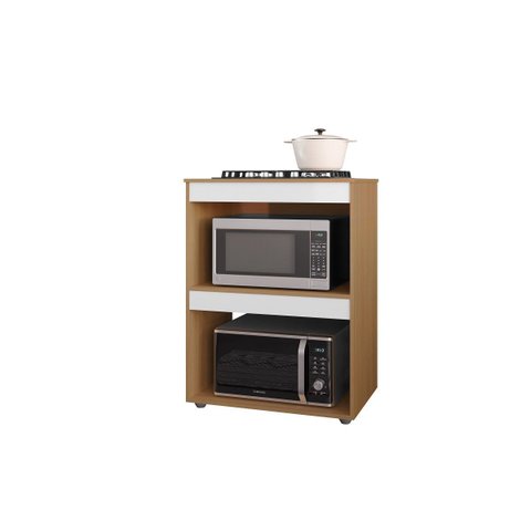 Armário Cooktop Adriana Amêndoa/branco C/tampo Fogão 4 ou 5 Bocas - Ajl Móveis