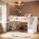 Ver imagem 2 de Cama Infantil Estação 2 Portas 1 Gaveta com Escrivaninha Branco - Completa Móveis
