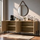 Ver imagem 3 de Aparador Buffet 100% MDF 4 Portas com Pés em Metal 164x85x40cm Castanho