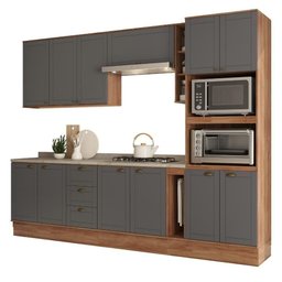 Armário de Cozinha Completa com Balcão Milla Dreamer Carraro Nogal Cinza Titânio - 7