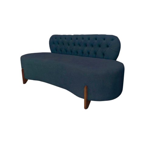 Sofá 3 Lugares Orgânico Curvo Tókio 180cm Couro Azul Marinho