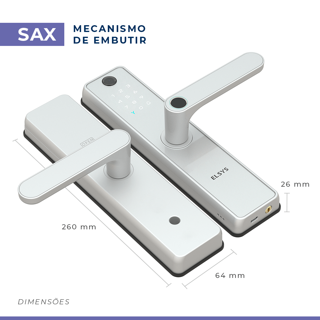 Fechadura Digital de Embutir Esf-de51001 Sax Prata Elsys - 9