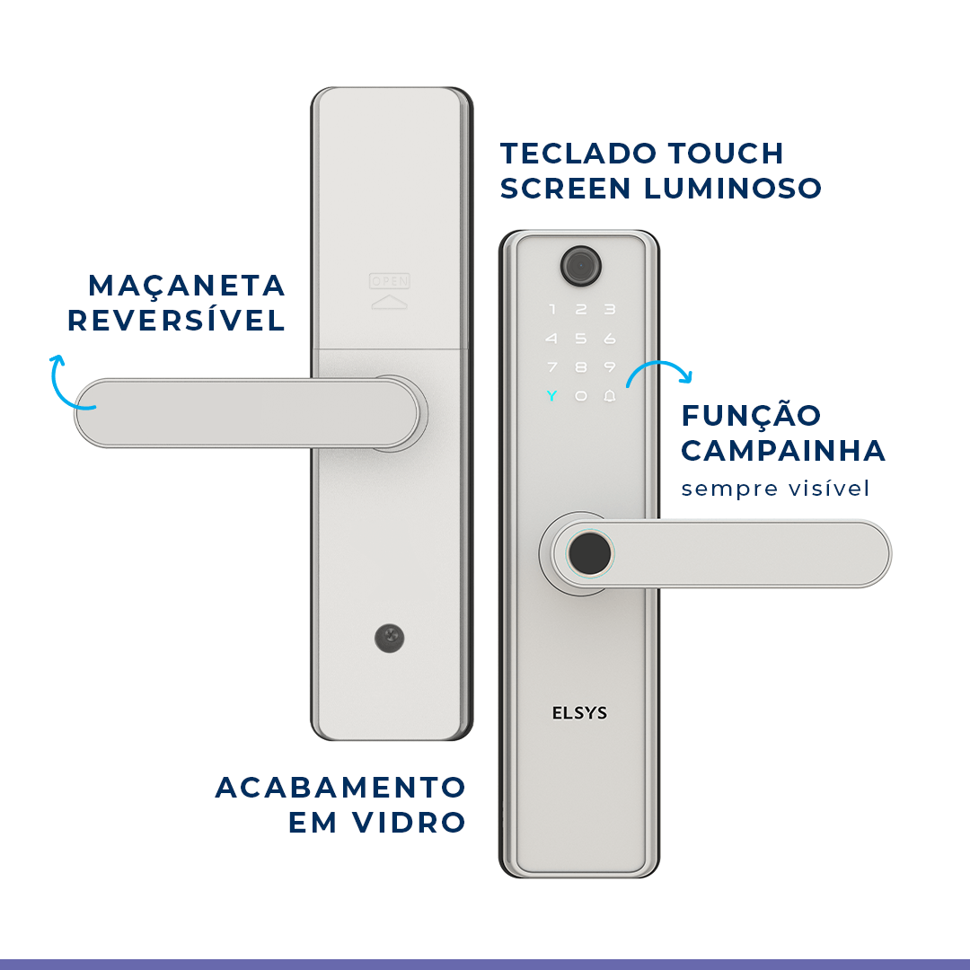 Fechadura Digital de Embutir Esf-de51001 Sax Prata Elsys - 7