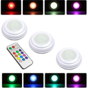 Ver imagem 1 de Kit 3 Luminárias Lâmpadas RGB Coloridas Multicolor Led Spots Sem Fio Com Controle Remoto Com Adesivo