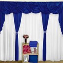 Ver imagem 1 de Cortina Mara para Varão Duplo Malha Gel Sala Quarto 4,00m x 2,60m - Azul Royal e Branco