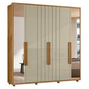 Ver imagem 1 de Guarda Roupa Casal Portinari Ripado 6 Portas Cumaru/opala com Espelho - Madetec