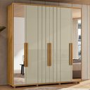 Ver imagem 2 de Guarda Roupa Casal Portinari Ripado 6 Portas Cumaru/opala com Espelho - Madetec