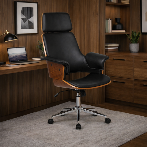 Cadeira de Escritório Presidente em Corino e Madeira Coimbra