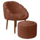 Ver imagem 1 de Kit Poltrona Decorativa Orgânica com Puff Flora Fixa Bouclê - Sofa Store:bouclê Terracota