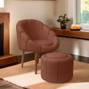 Ver imagem 2 de Kit Poltrona Decorativa Orgânica com Puff Flora Fixa Bouclê - Sofa Store:bouclê Terracota