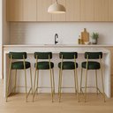 Ver imagem 1 de Banqueta Cozinha Alta com Encosto Industrial Dourado Kit 4 Londres Pu D03 - D'Rossi