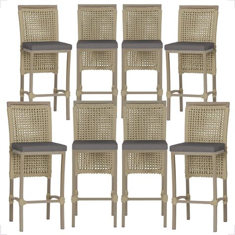 8 Banqueta em Alumínio Roma Fendi Corda Náutica Tecido 11