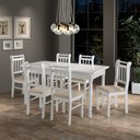 Ver imagem 1 de Conjunto Sala de Jantar Com 6 Cadeiras Madeira Maciça Mv Outlet Branco