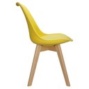 Ver imagem 4 de Kit 2 Cadeiras Charles Eames Leda Luisa Saarinen Design Wood Estofada Base Madeira - Amarela