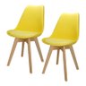 Kit 2 Cadeiras Charles Eames Leda Luisa Saarinen Design Wood Estofada Base Madeira - Amarela - 1