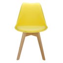 Ver imagem 3 de Kit 2 Cadeiras Charles Eames Leda Luisa Saarinen Design Wood Estofada Base Madeira - Amarela