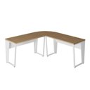 Ver imagem 4 de Mesa em L Escritório 180cm X 180cm Pés Metal F5 Office Cor:macadâmia com Branco