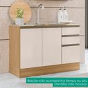 Ver imagem 2 de Balcão para Pia sem Tampo 120 cm 3 Portas 2 Gavetas Etna Carvalho Oak Off White Poliman