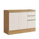 Ver imagem 1 de Balcão para Pia sem Tampo 120 cm 3 Portas 2 Gavetas Etna Carvalho Oak Off White Poliman