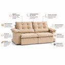 Ver imagem 4 de Sofá 3 Lugares Retrátil Reclinável Molas Ensacadas D33 Soft Conforto Premium:Bege