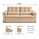 Ver imagem 5 de Sofá 3 Lugares Retrátil Reclinável Molas Ensacadas D33 Soft Conforto Premium:Bege