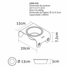 Comedouro Elevado Individual Cão Porte P Preto - 3