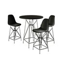 Ver imagem 1 de Jogo Mesa Bistrô Eames Preta 60Cm 3 Banquetas Preta Base Ferro Preto - Cor: Preto