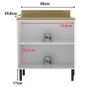 Ver imagem 4 de Balcão com Tampo 80 Cm 2 Portas Mdf Branco Tecno Mobili