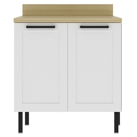 Balcão com Tampo 80 Cm 2 Portas Mdf Branco Tecno Mobili