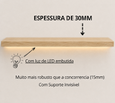 Ver imagem 3 de Prateleira MDF 30mm LED 120x20 Suporte Invisivel Carvalho 3000k 220V